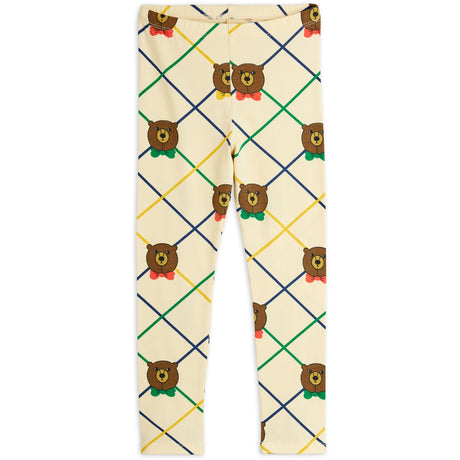 Mini Rodini Off-white Bear Check AOP Leggings