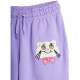 Mini Rodini Purple Cat With Bowtie Chenille Sweatpants