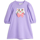 Mini Rodini Purple Cat With Bowtie Chenille Sweatdress