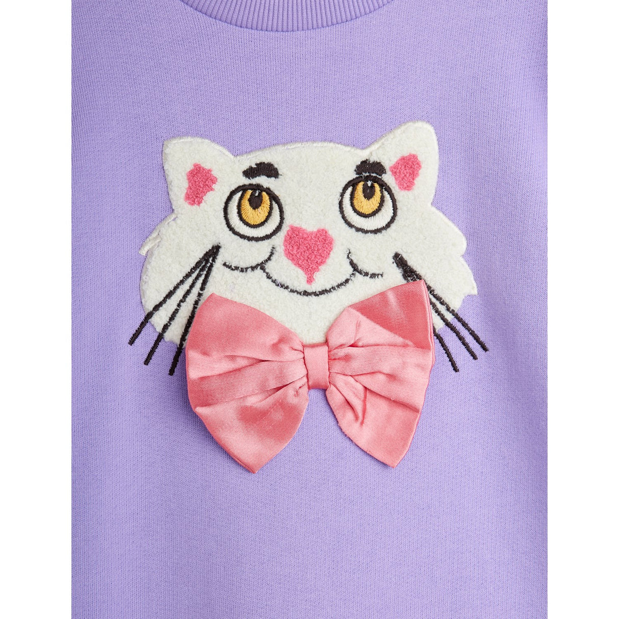 Mini Rodini Purple Cat With Bowtie Chenille Sweatdress