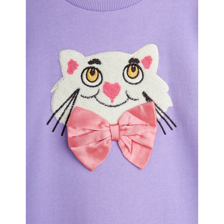 Mini Rodini Purple Cat With Bowtie Chenille Sweatdress