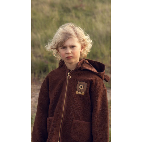 Mini Rodini Brown Bear Emb Pile Jacket