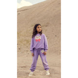 Mini Rodini Purple Cat With Bowtie Chenille Sweatpants