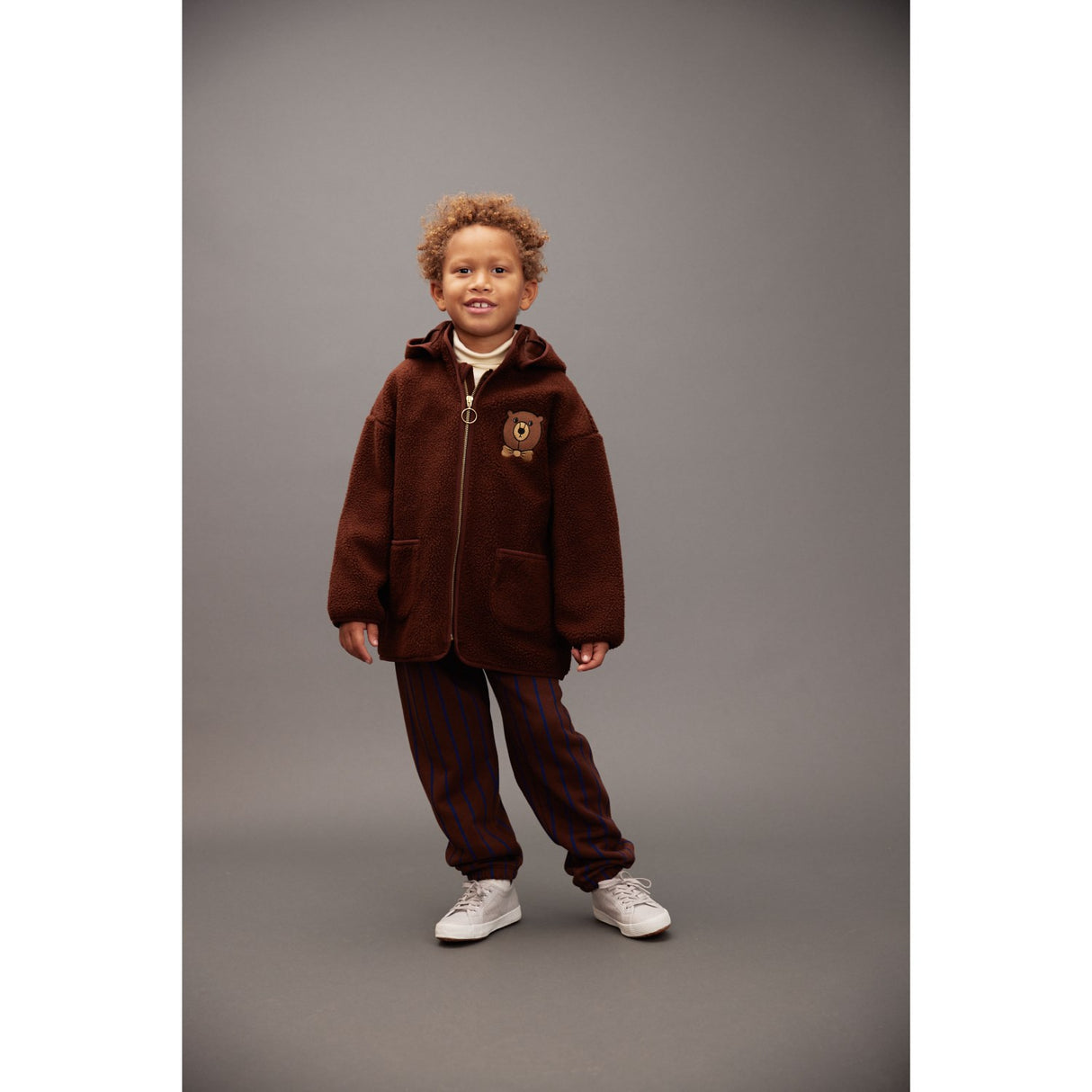 Mini Rodini Brown Bear Emb Pile Jacket