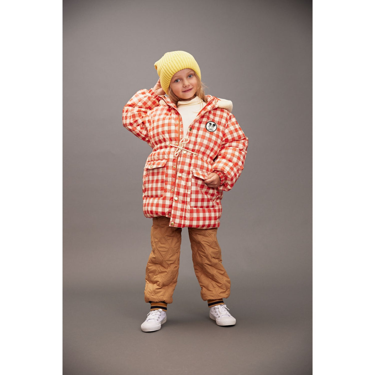 Mini Rodini Beige Ritzratz Patch Quilted Outerwear Trousers