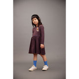 Mini Rodini Brown Stripe Bird Patch Ls Dress