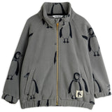 Mini Rodini Grey Penguin AOP Fleece Jacket