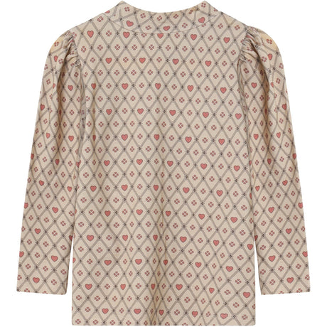 Fliink Sandshell Heart Aop Kelly Heart Ls Puff Blouse