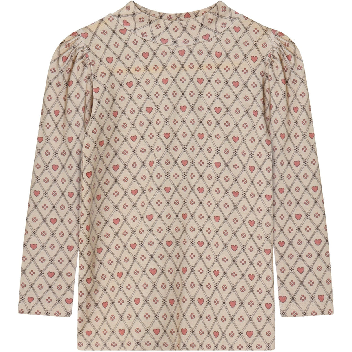 Fliink Sandshell Heart Aop Kelly Heart Ls Puff Blouse