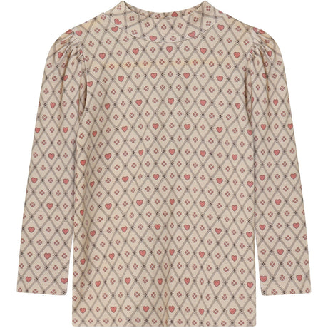 Fliink Sandshell Heart Aop Kelly Heart Ls Puff Blouse