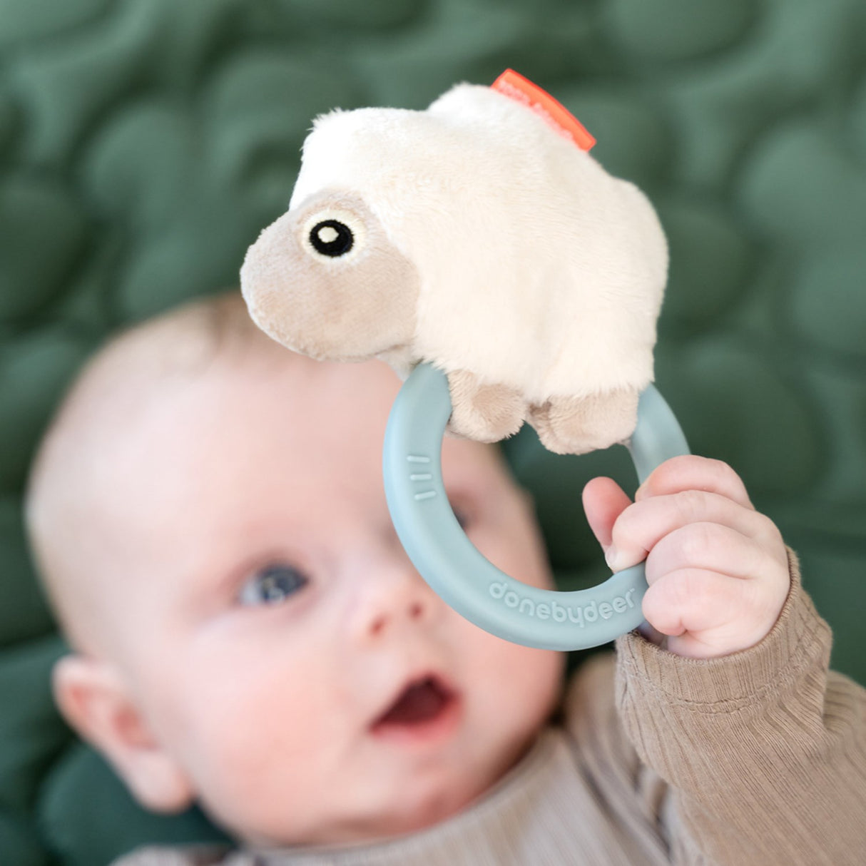 DonebyDeer Blue Sensory Rattle With Teether Sheepy