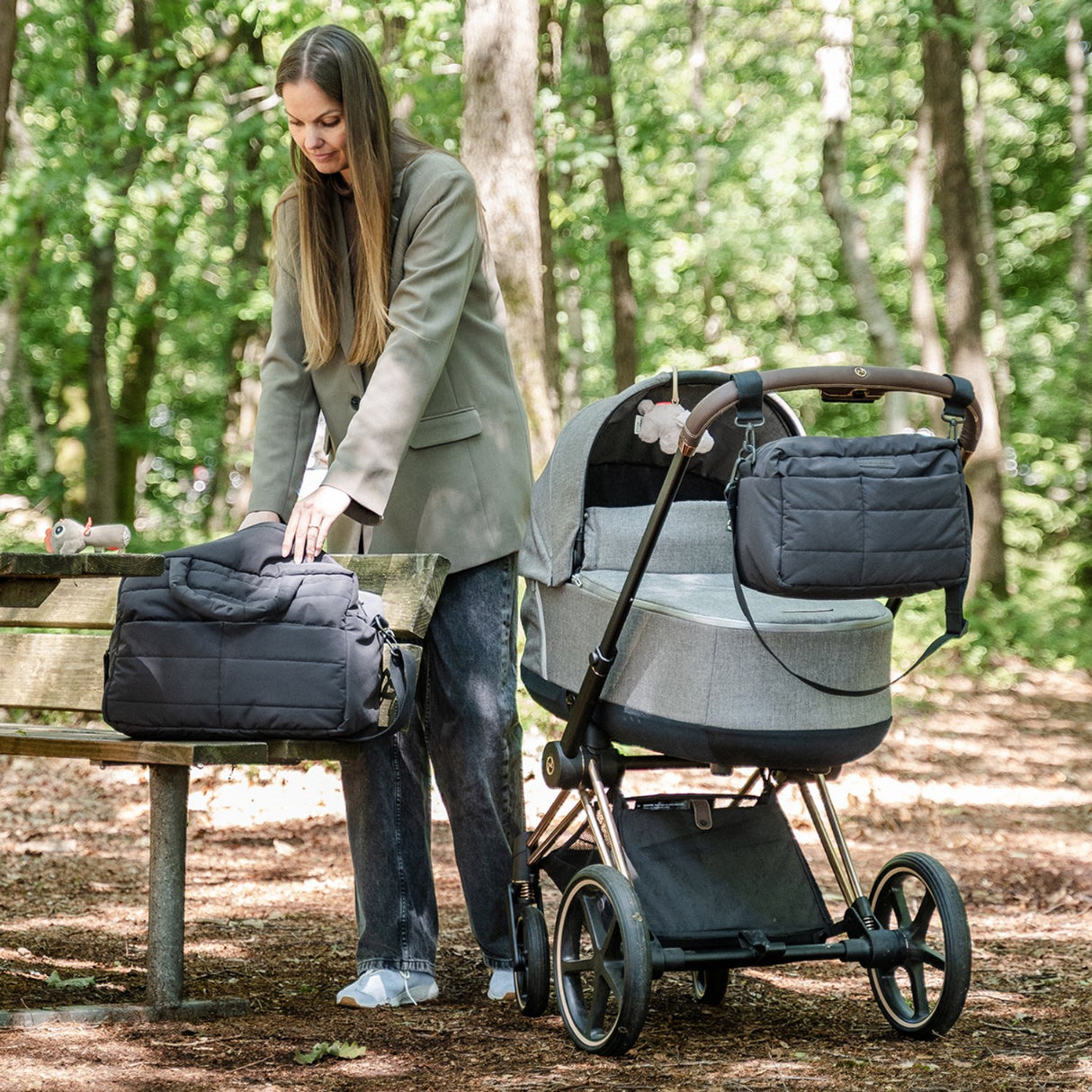 DonebyDeer Black Quilted Stroller Bag