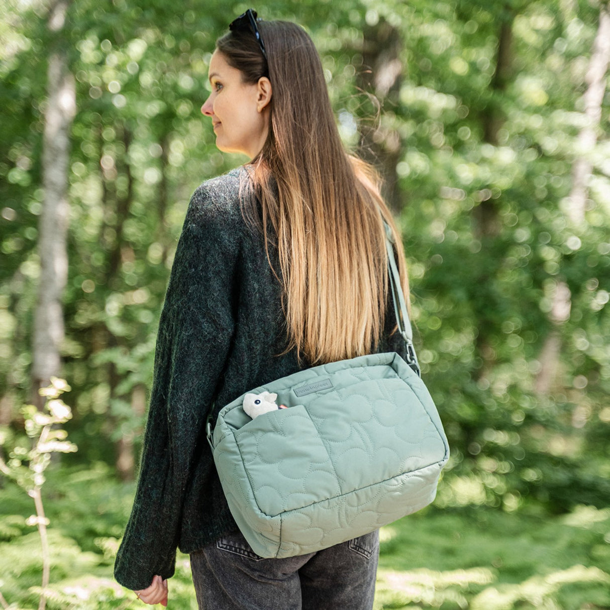 DonebyDeer Green Quilted Stroller Bag