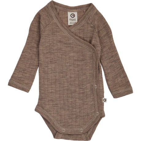 Müsli Walnut Melange Woolly Rib Wrap L/S Body