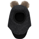 Huttelihut Dark Grey Melange Balaclava Wool Alpaca Pompoms
