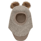 Huttelihut Camel Melange Balaclava Wool Alpaca Pompoms