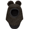 Huttelihut Dark Brown Melange Balaclava Wool Alpaca Pompoms