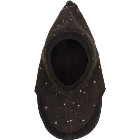 Huttelihut Dark Brown Melange Balaclava All Over Emb. Wool