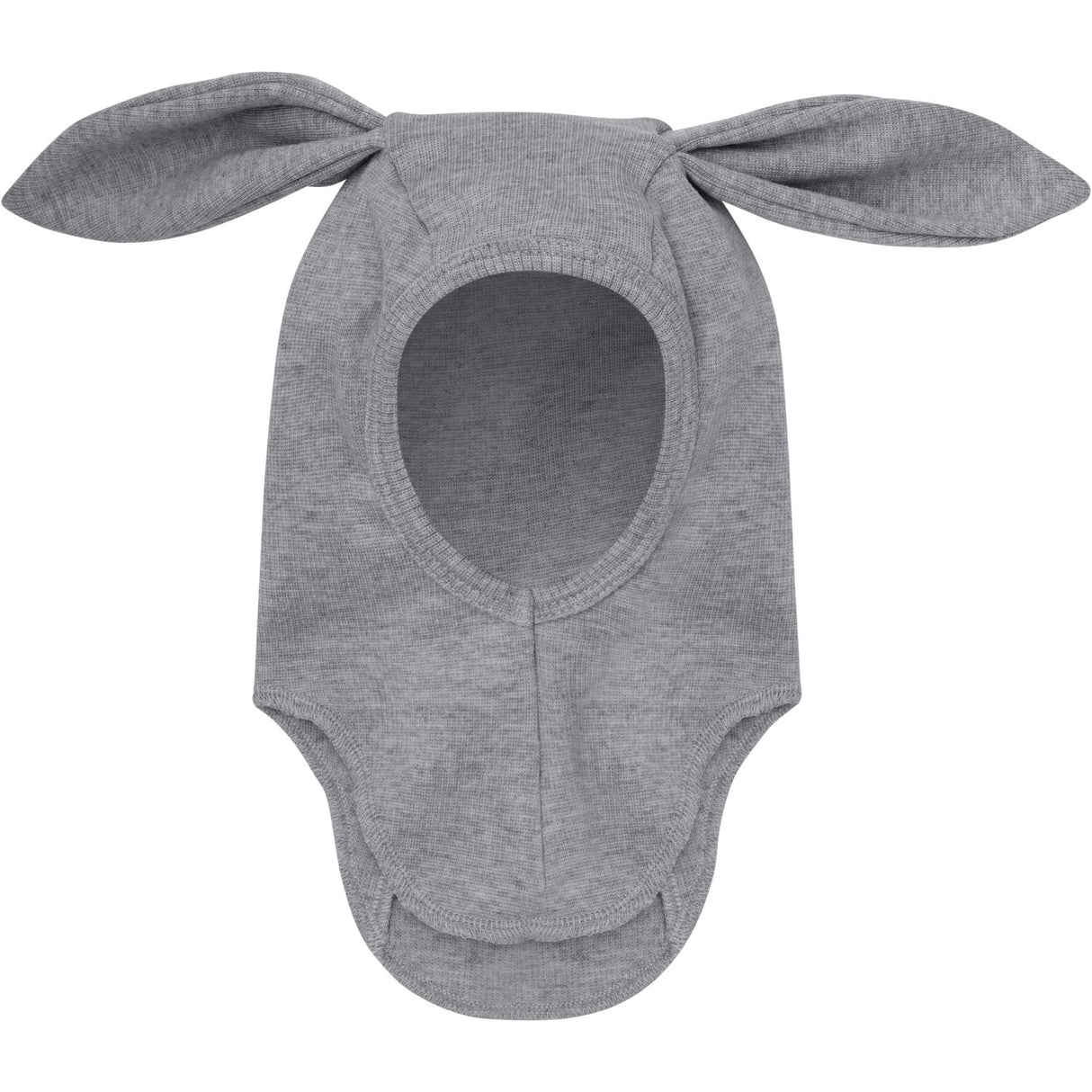 Huttelihut Medium Grey Melange Balaclava Ears Wool Rib