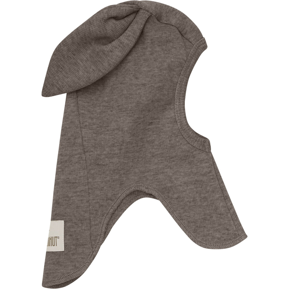 Huttelihut Brown Melange Balaclava Ears Wool Rib
