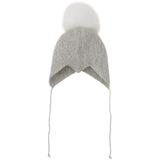 Huttelihut Medium Grey Melange Bonnet Wool Knit Alpaca Pompom
