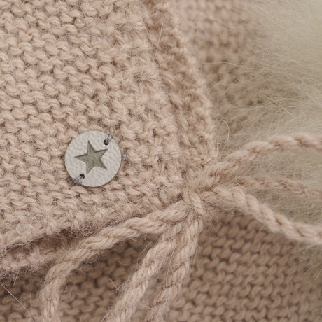 Huttelihut Mahogany Rose Bonnet Wool Knit Alpaca Pompom