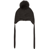 Huttelihut Dark Brown Melange Bonnet Wool Alpaca Pompom