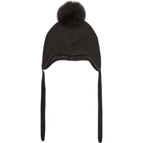 Huttelihut Dark Brown Melange Bonnet Wool Alpaca Pompom