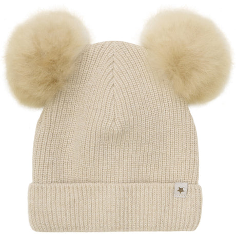 Huttelihut Sand Melange Hat Knit Alpaca Pompoms