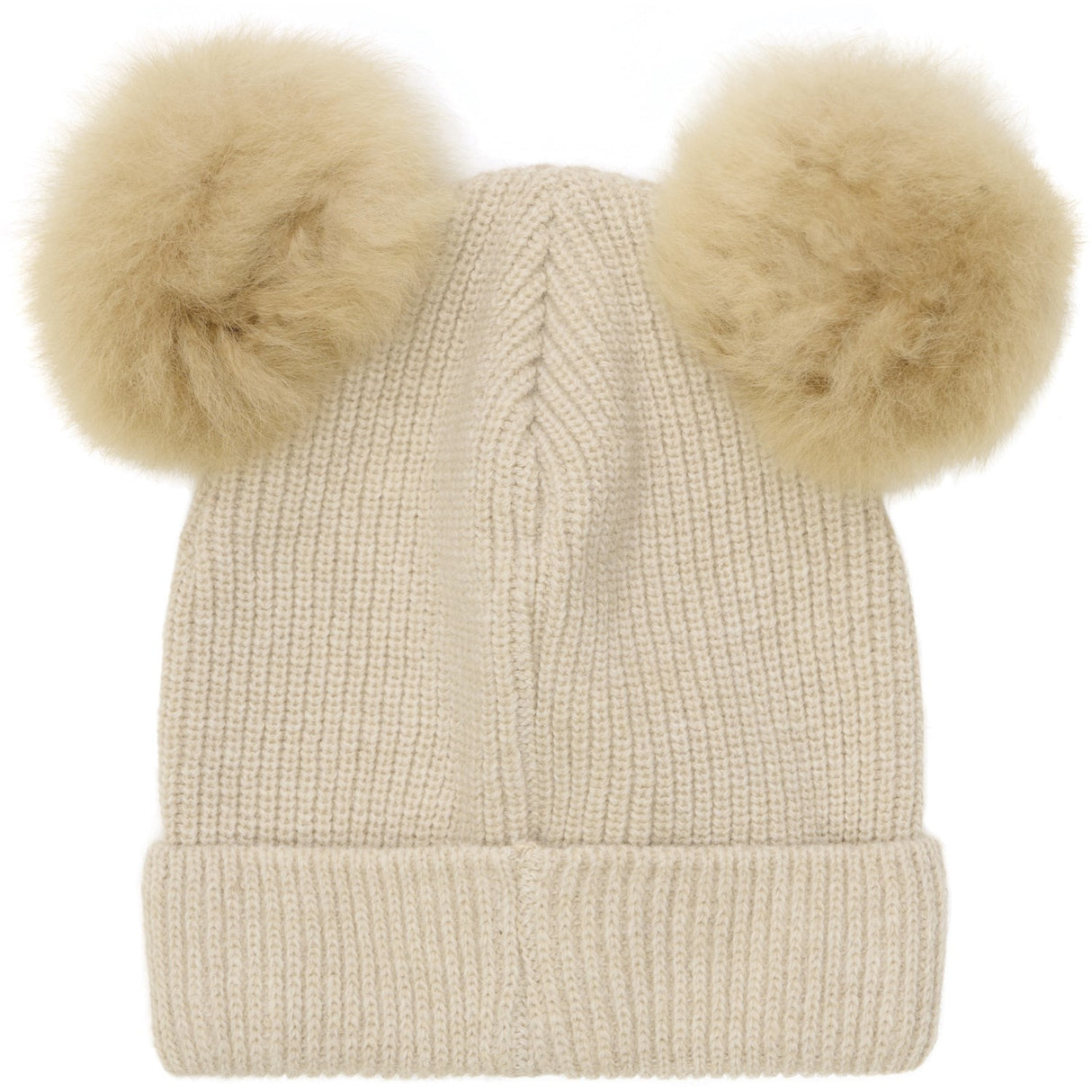 Huttelihut Sand Melange Hat Knit Alpaca Pompoms