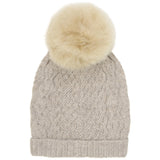 Huttelihut Camel Melange Hat Wool Knit Alpaca Pompom