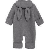 Huttelihut Medium Grey Melange Pram Suit Ears Wool Fleece