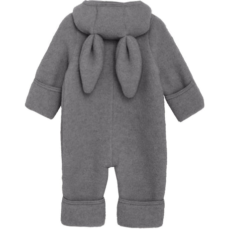 Huttelihut Medium Grey Melange Pram Suit Ears Wool Fleece
