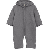 Huttelihut Medium Grey Melange Pram Suit Ears Wool Fleece