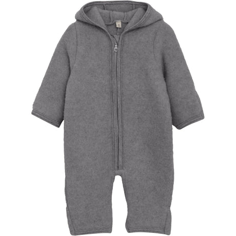 Huttelihut Medium Grey Melange Pram Suit Ears Wool Fleece