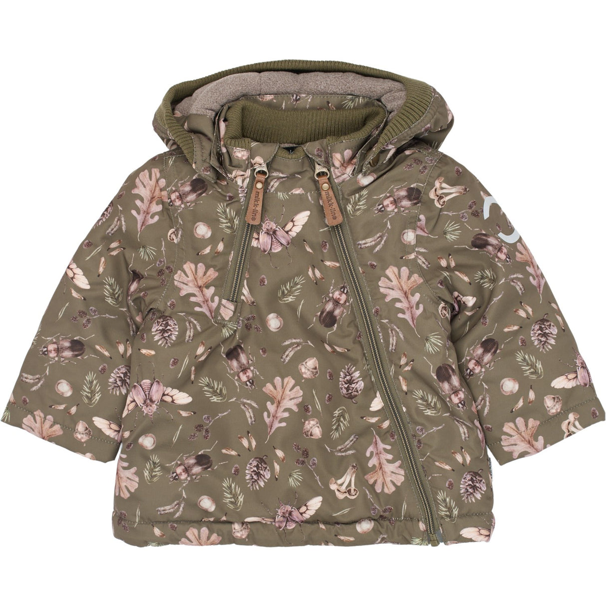 Mikk-Line Burnt Olive Polyester Baby Jacket AOP