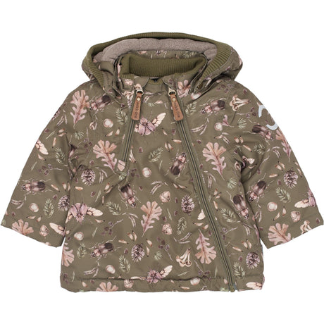 Mikk-Line Burnt Olive Polyester Baby Jacket AOP