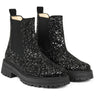 Angulus Chelsea Støvlet With Lace And Track-Sole Black Glitter/Black/Black