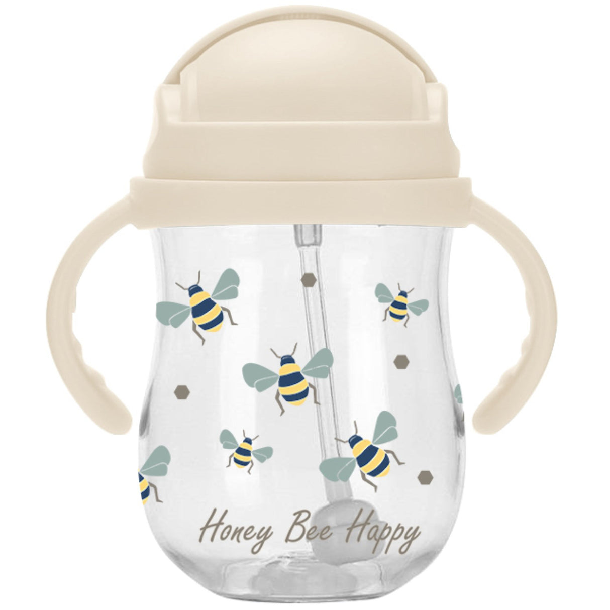 Vanilla COPENHAGEN Transparent Straw Bottle Tritan Honeybee 300 Ml