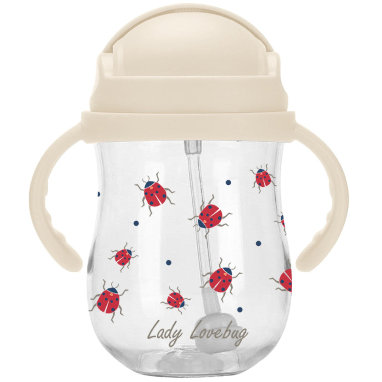 Vanilla COPENHAGEN Transparent Straw Bottle Tritan Ladybug 300 Ml