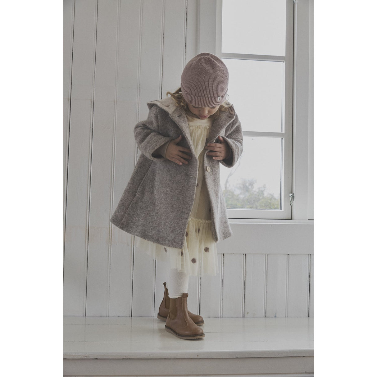 Huttelihut Camel Melange Coat Hood Wool W. Lining