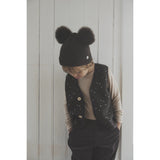 Huttelihut Dark Brown Melange Hat Knit Alpaca Pompoms