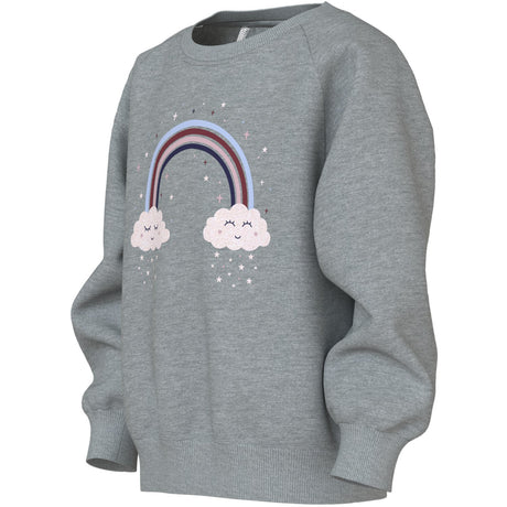 Name It Grey Melange Rainbow Clouds Nmfvenus Ls Nreg Sweat Bru