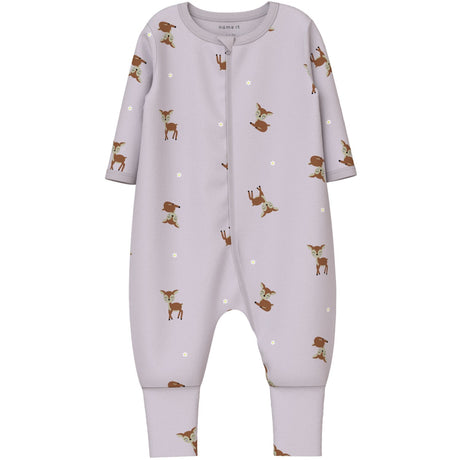 Name It Lilac Marble Nbfnightsuit 2P Zip Ff Lilac Deer Noos
