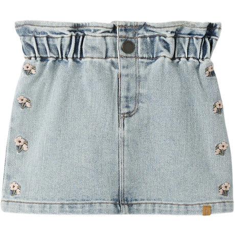 Lil'Atelier Medium Blue Denim Flower Emb Nmfdarlee Doa Dnm Skirt 4499-Se Lil