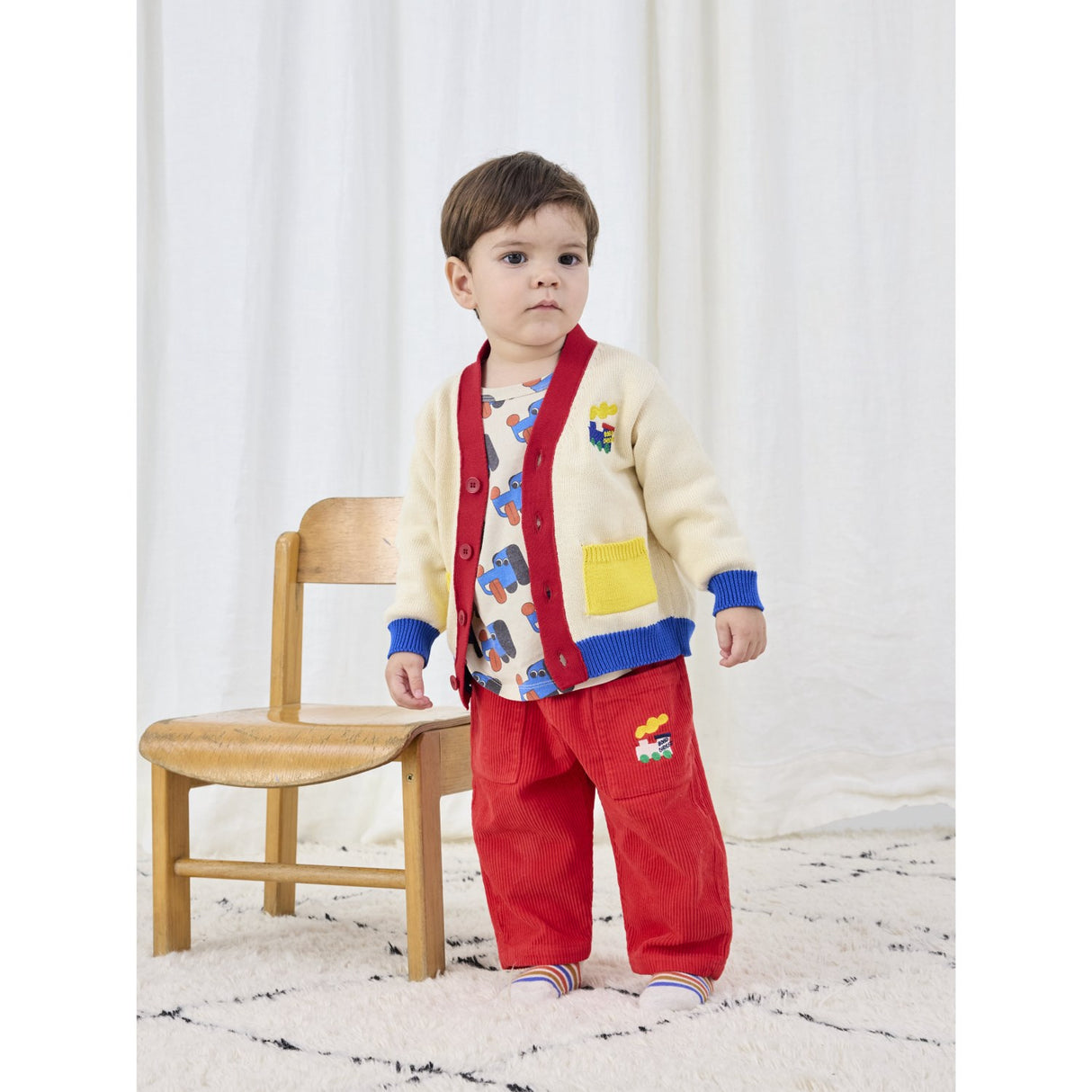 Bobo Choses Offwhite Bobo Choo Choo Color Block Cardigan