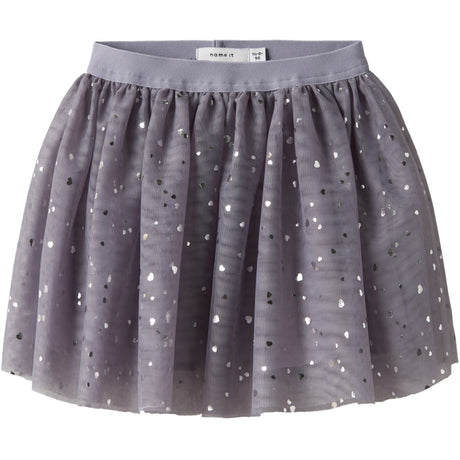 Name It Lavender Gray Silver Foil Nmfterana Tulle Skirt