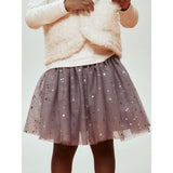 Name It Lavender Gray Silver Foil Nmfterana Tulle Skirt