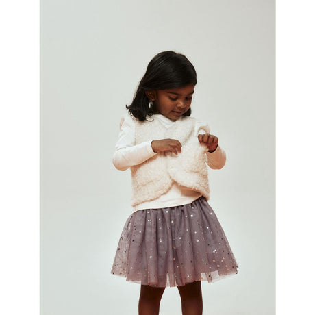 Name It Lavender Gray Silver Foil Nmfterana Tulle Skirt