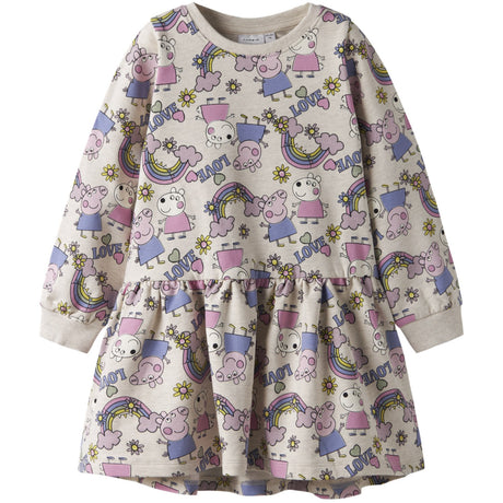 Name It Peyote Melange Nmfdarma Peppa Ls Swe Dress Bru Cplg